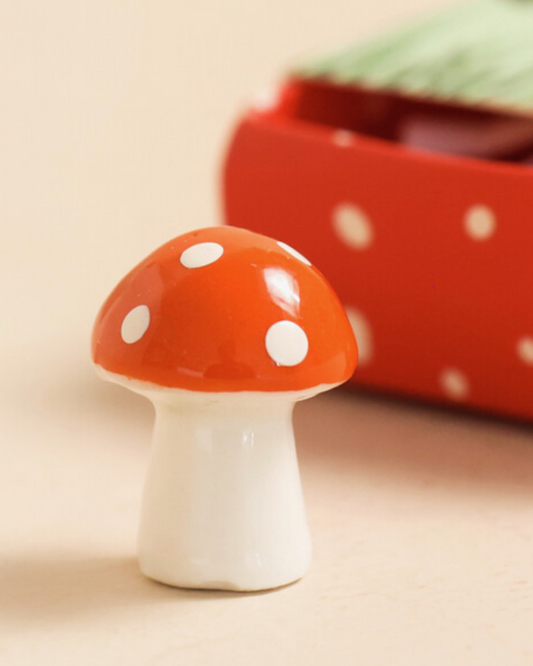 So Mushroom in My Heart Tiny Ceramic Matchbox Token