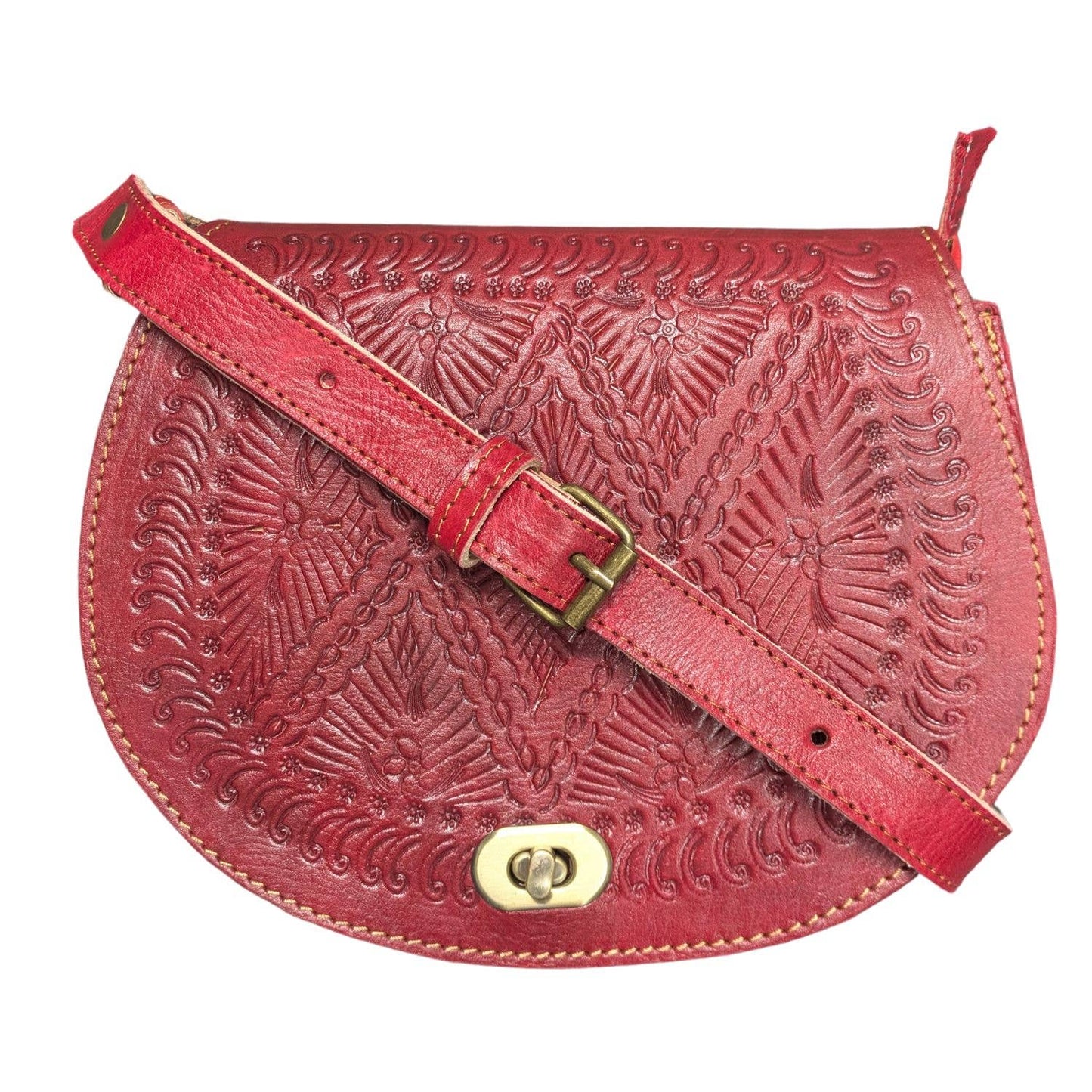 Embossed Leather Saddle Bag Assorted