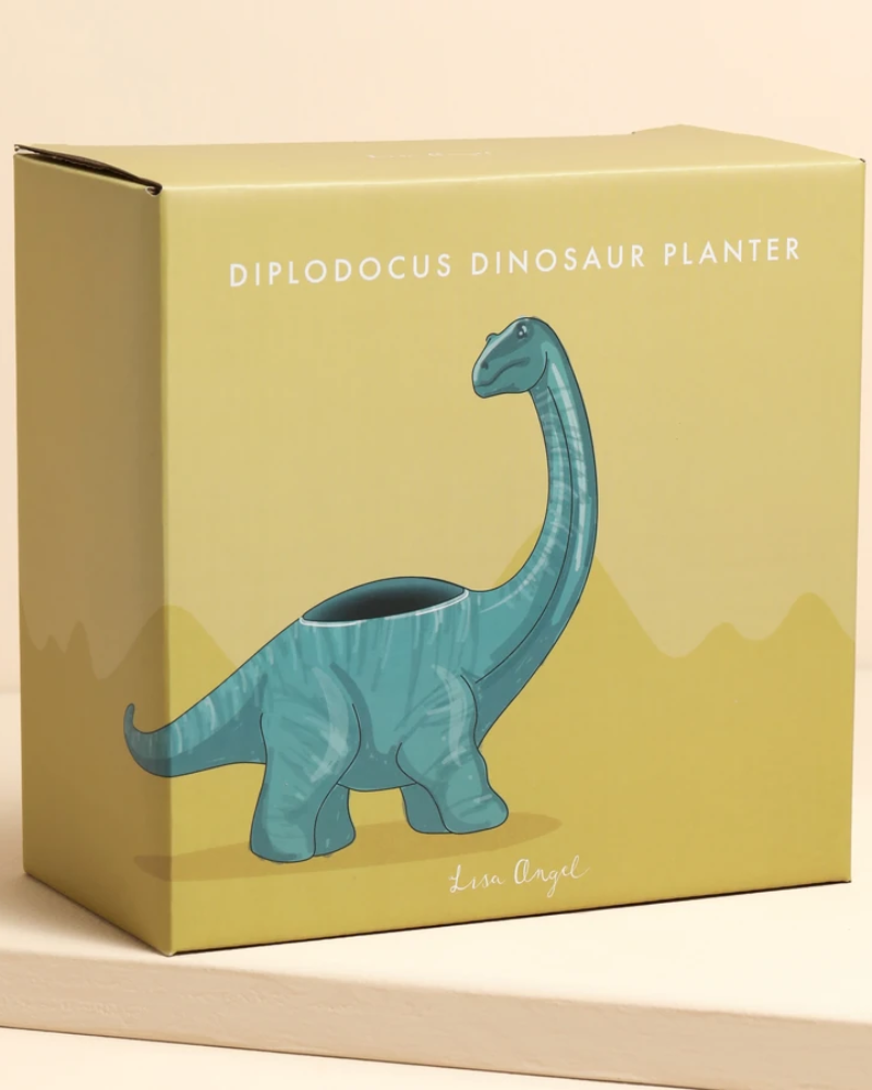 Teal Diplodocus Dinosaur Planter