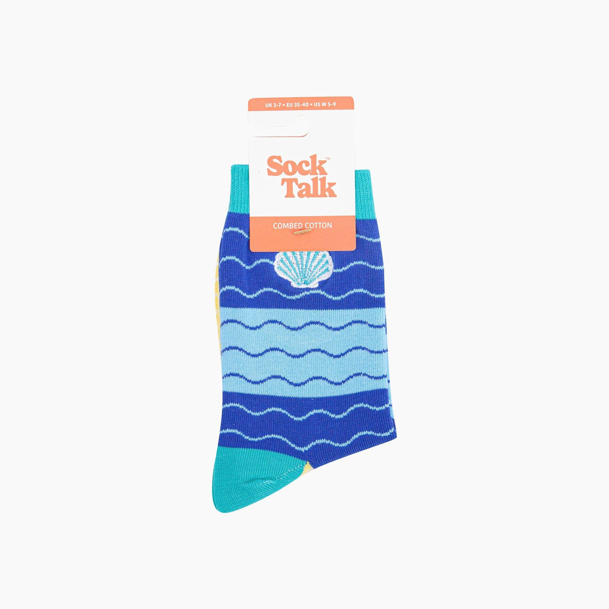 Embroidered Scallop Shell Combed Cotton Socks
