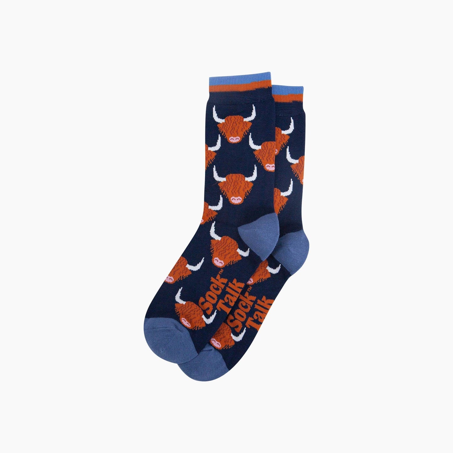 Highland Cow Bamboo Socks in Navy Blue