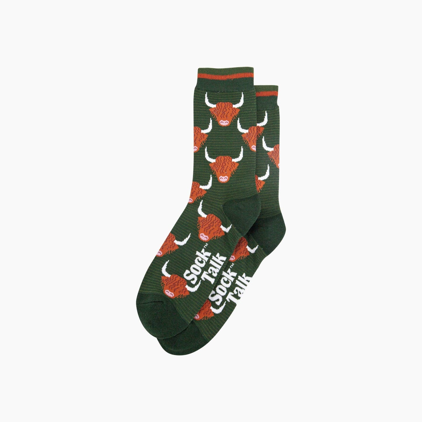 Highland Cow Bamboo Socks in Forest Green