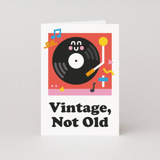 Vintage Not Old Record Player Birthday Card