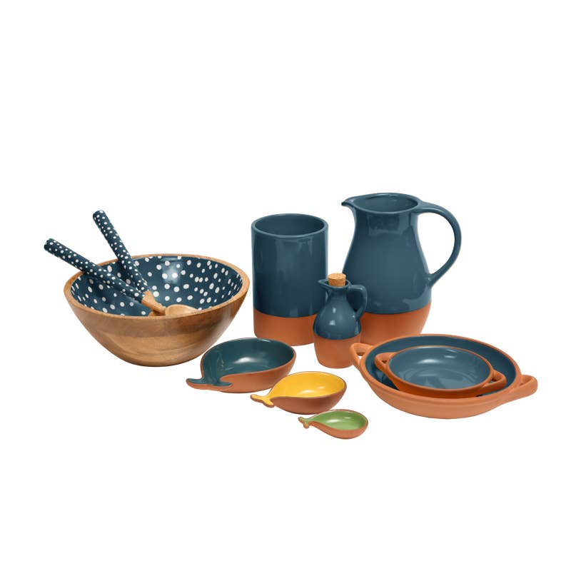 Sintra Glazed Terracotta Oil Drizzler in Ink Blue