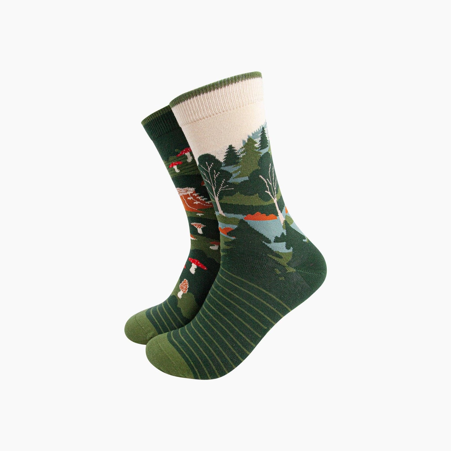 Woodland Forest Combed Cotton Odd Socks in Green