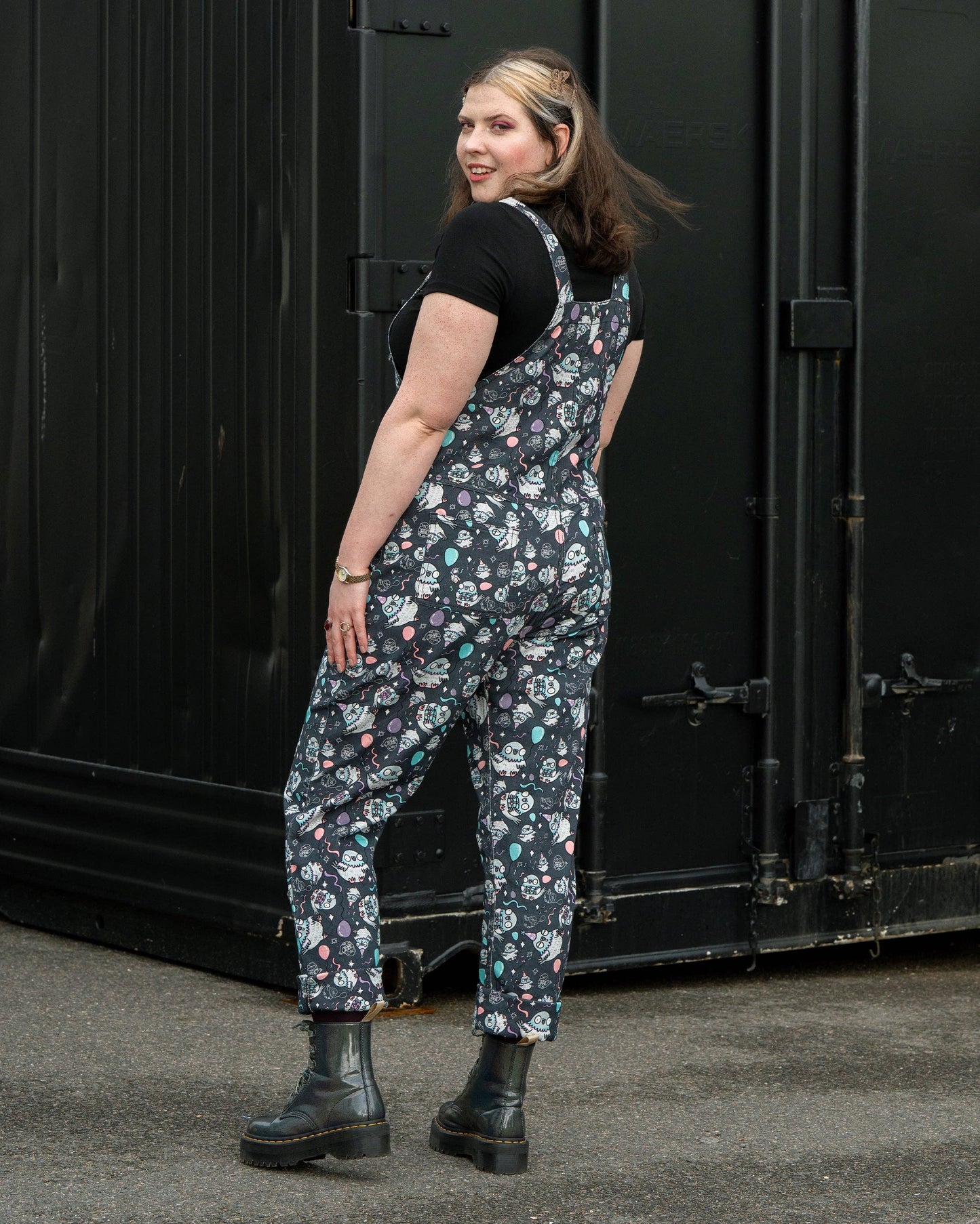 Pigeon Party Stretch Dungarees by Rebel Romance x Katie Abey