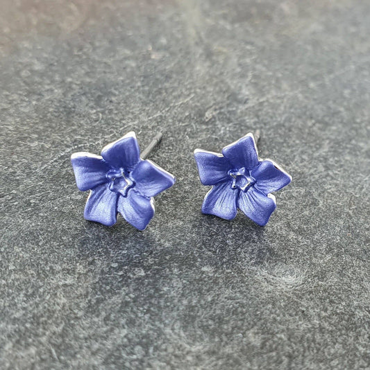 Periwinkle Blue Flower Mini Stud Earrings