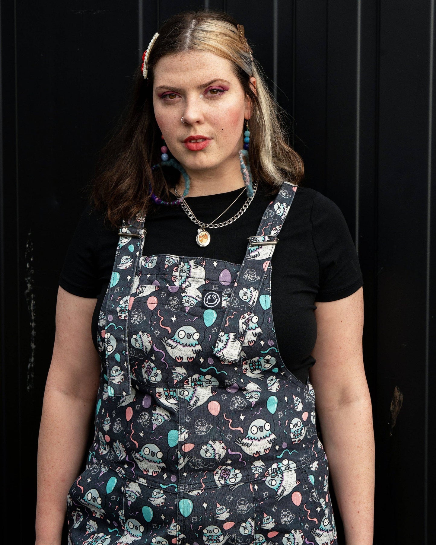 Pigeon Party Stretch Dungarees by Rebel Romance x Katie Abey