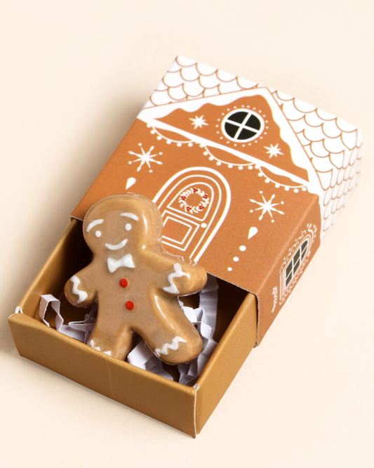 Tiny Matchbox Ceramic Tokens: Gingerbread Man