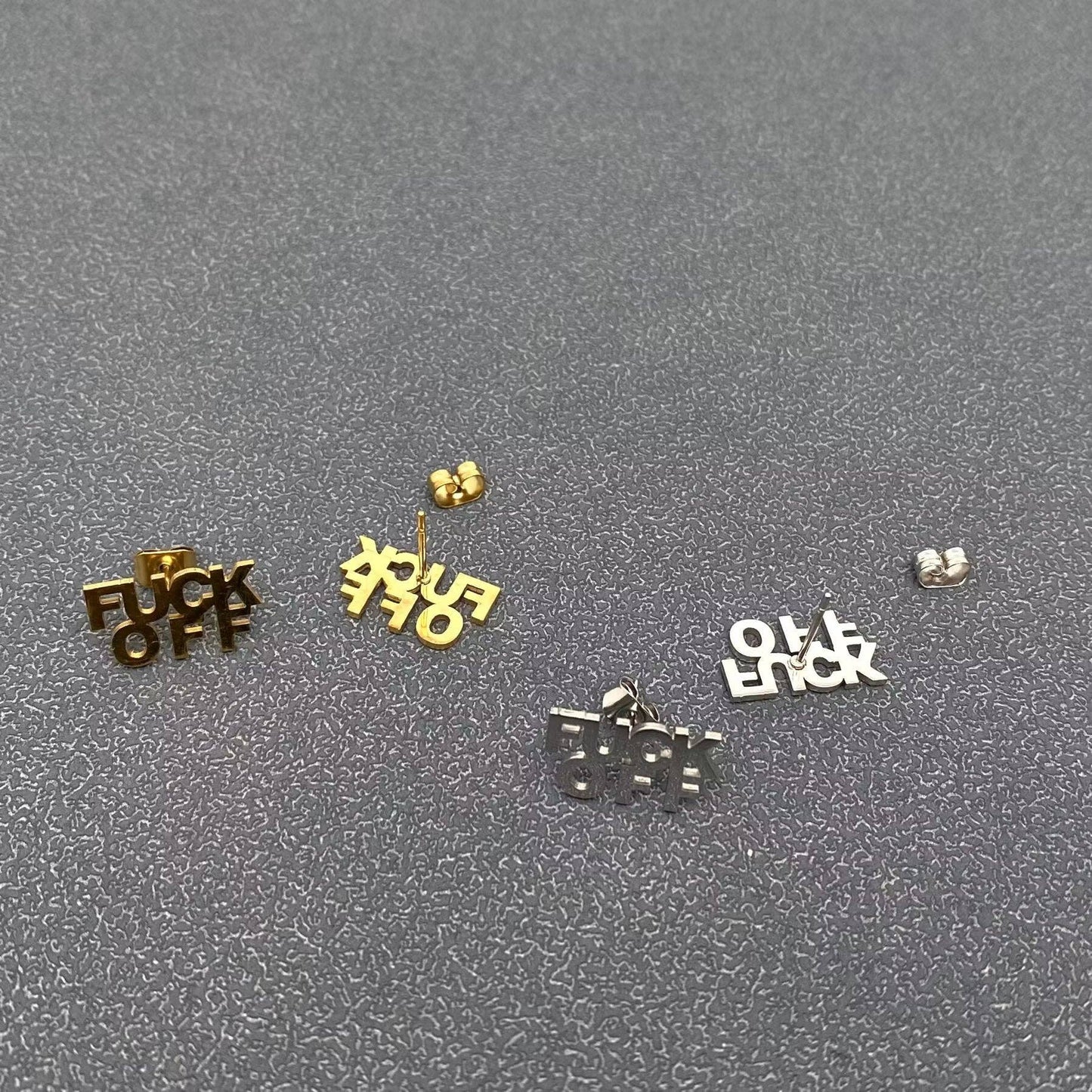 FUCK OFF Stainless Steel Earring Studs