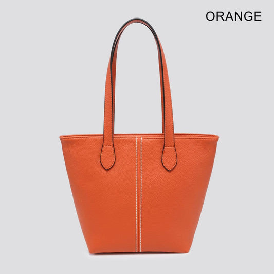 Premium Grade Faux Leather Shopper Bag Tote Bag in Orange