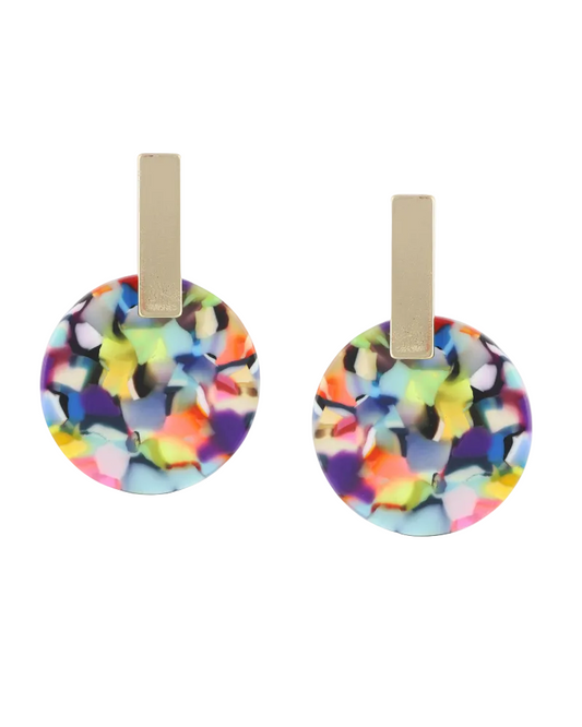 Emma Resin Disc Earrings in Red