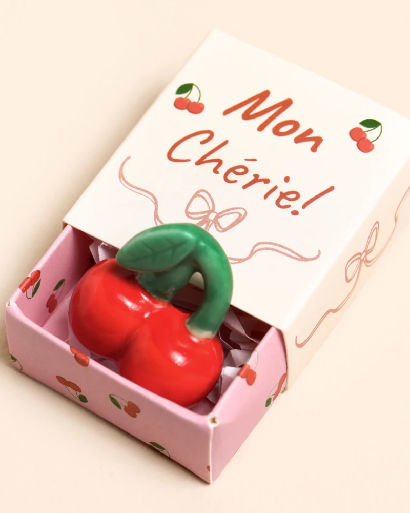 Mon Chérie Cherry Tiny Ceramic Matchbox Token
