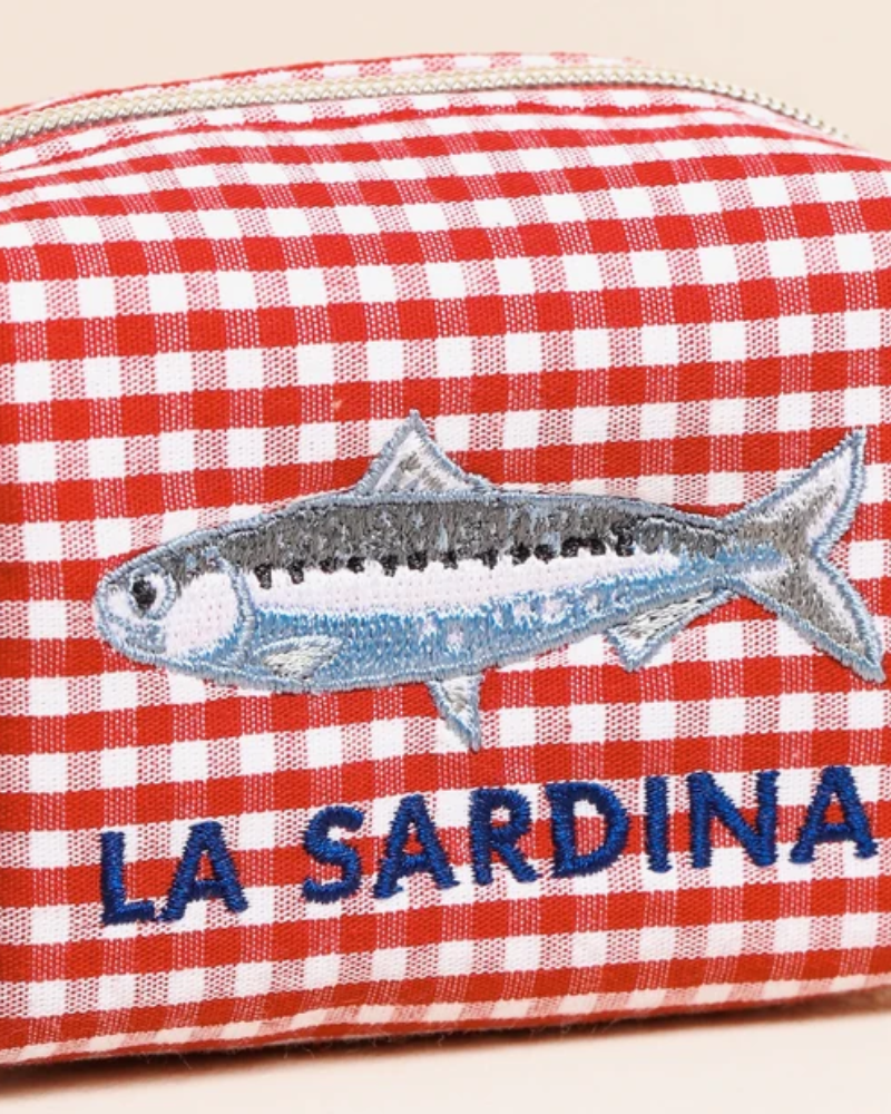 Red Gingham Fish La Sardina Accessory Pouch