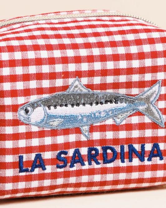 Red Gingham Fish La Sardina Accessory Pouch