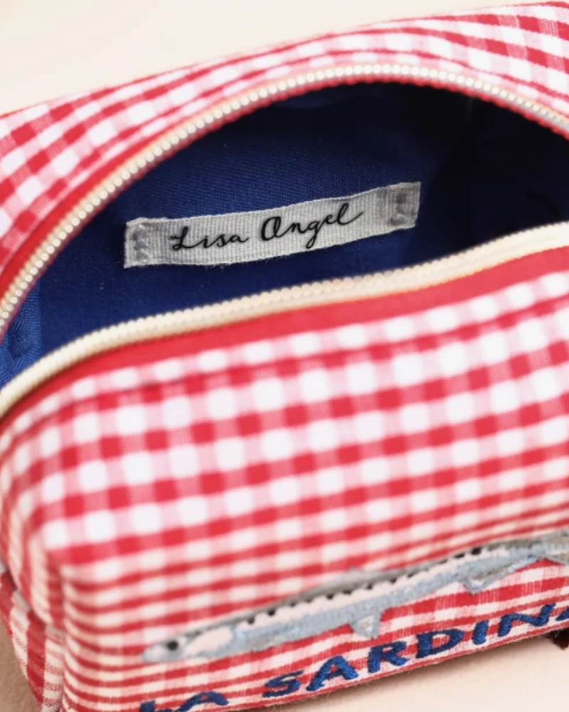 Red Gingham Fish La Sardina Accessory Pouch