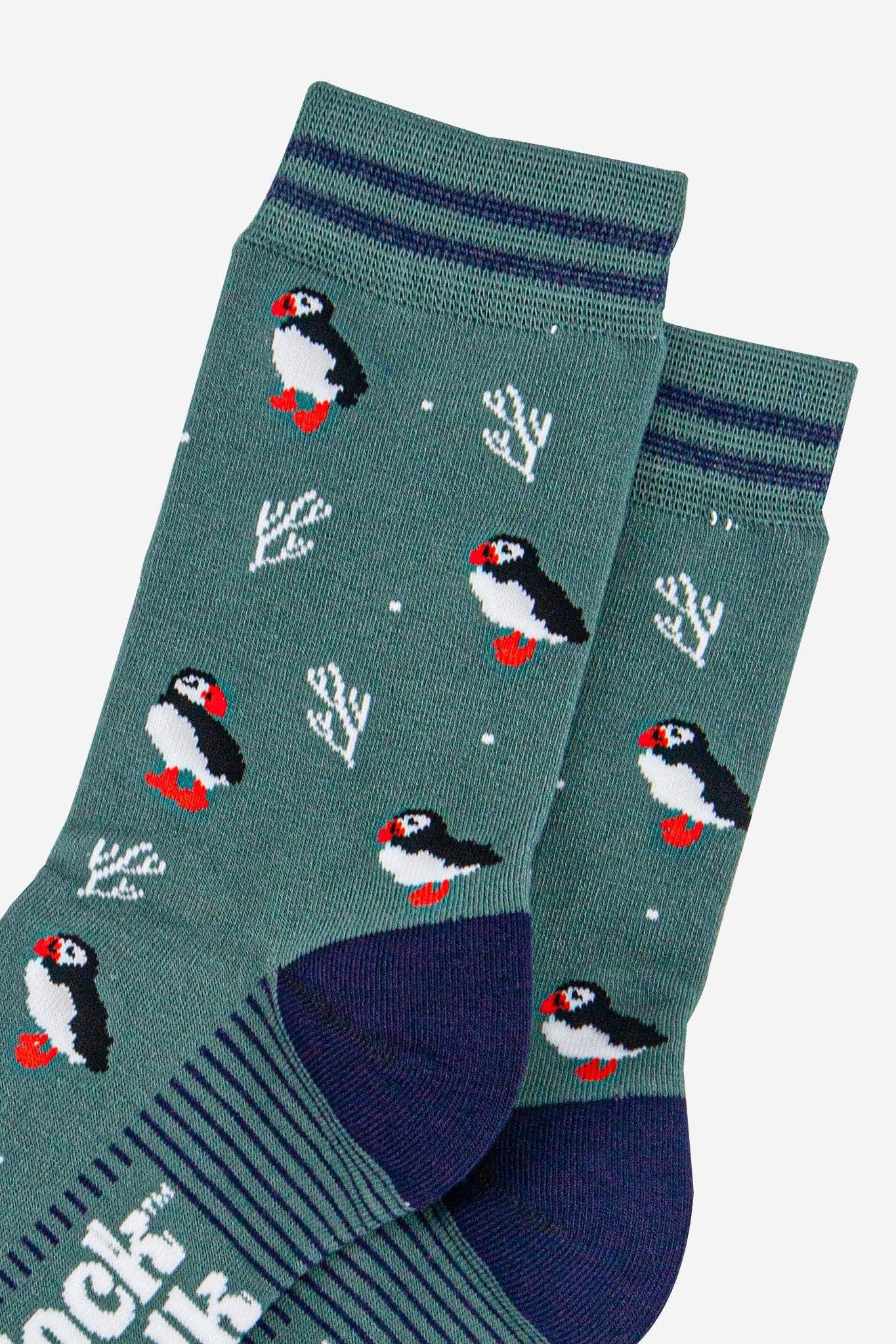 Puffins & Coral Bamboo Crew Socks