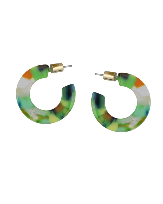 Erica Oval Hoop Earrings in Green