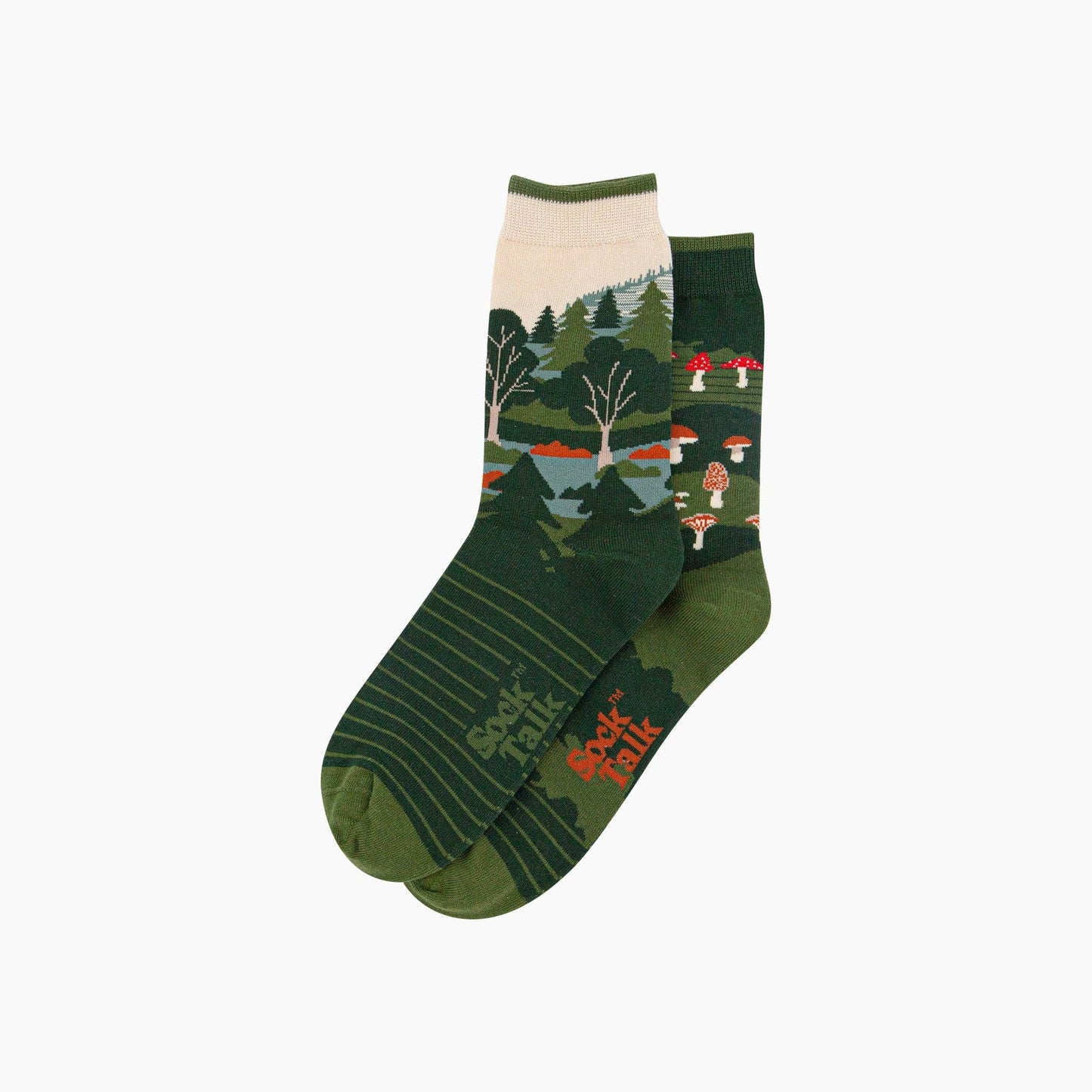 Woodland Forest Combed Cotton Odd Socks in Green