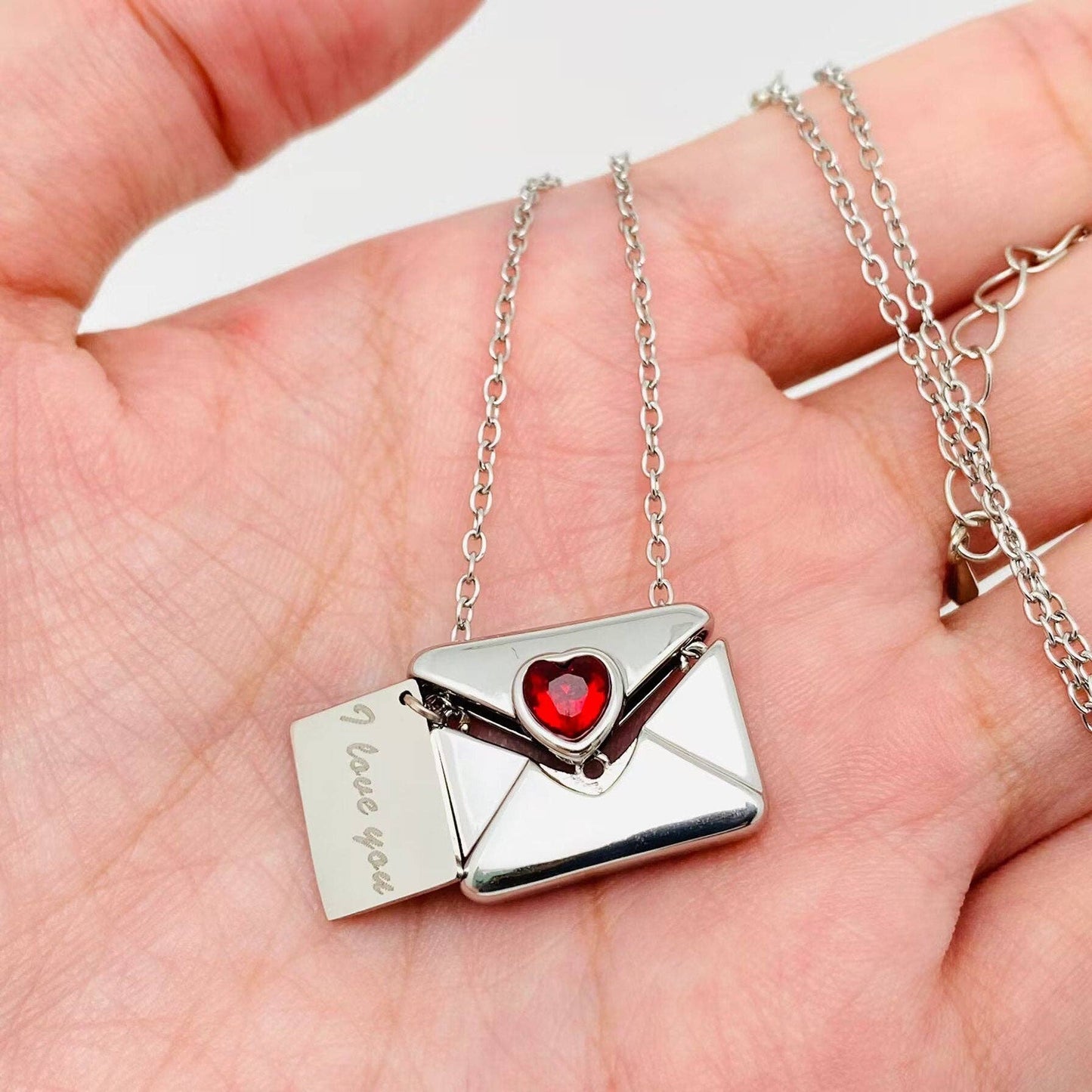 Love Letter Cubic Zirconia Envelope Necklace