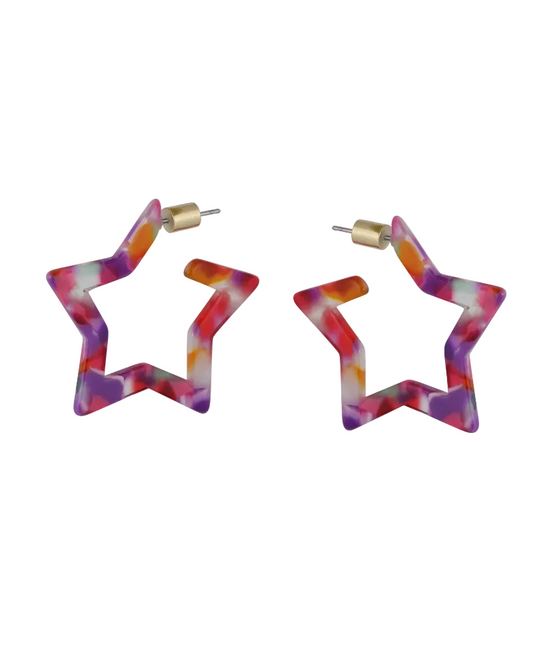 Erica Resin Star Earrings in Purple