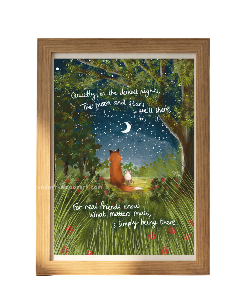 Real Friends Being There Foxes A4 Art Print