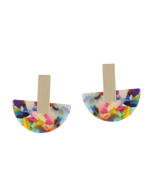 Zara Resin Half Disc Earrings in Red
