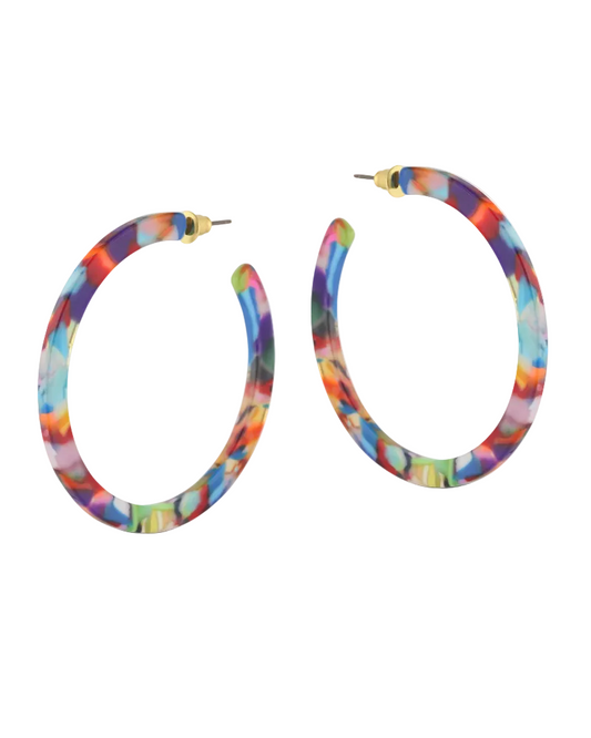 Sophia Hoop Resin Earrings in Red