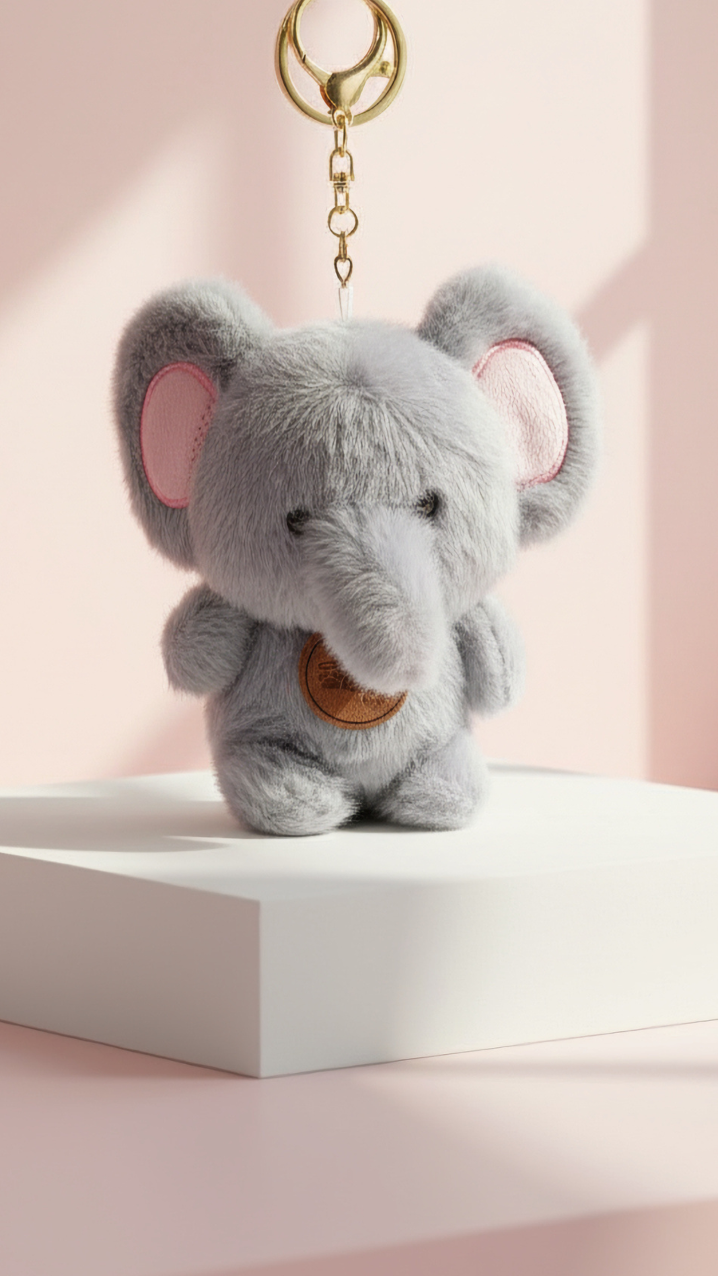 Elephant Plush Bag Charm in Grey or Pink