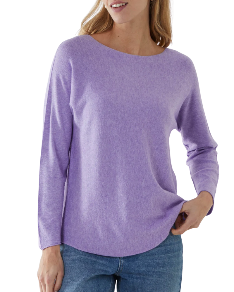 Round Neck Fine Knit Jumper in Lilac