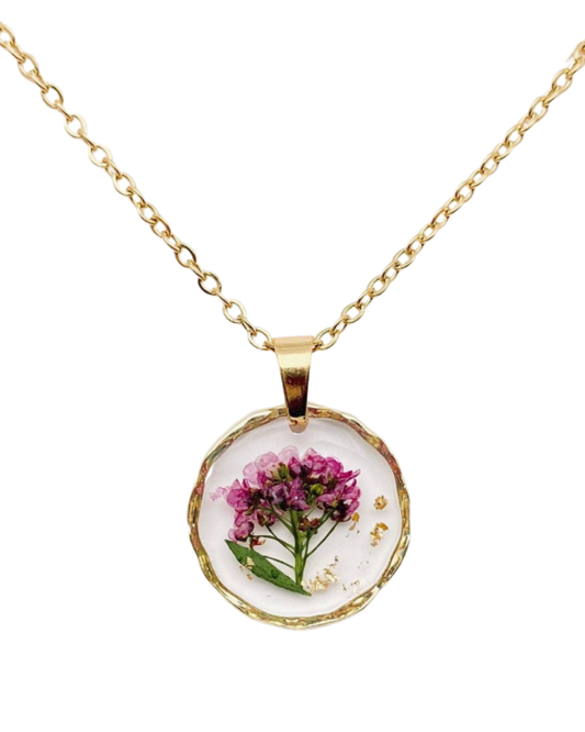 Shepherd's Purse Dried Flowers Floral Pendant Necklace