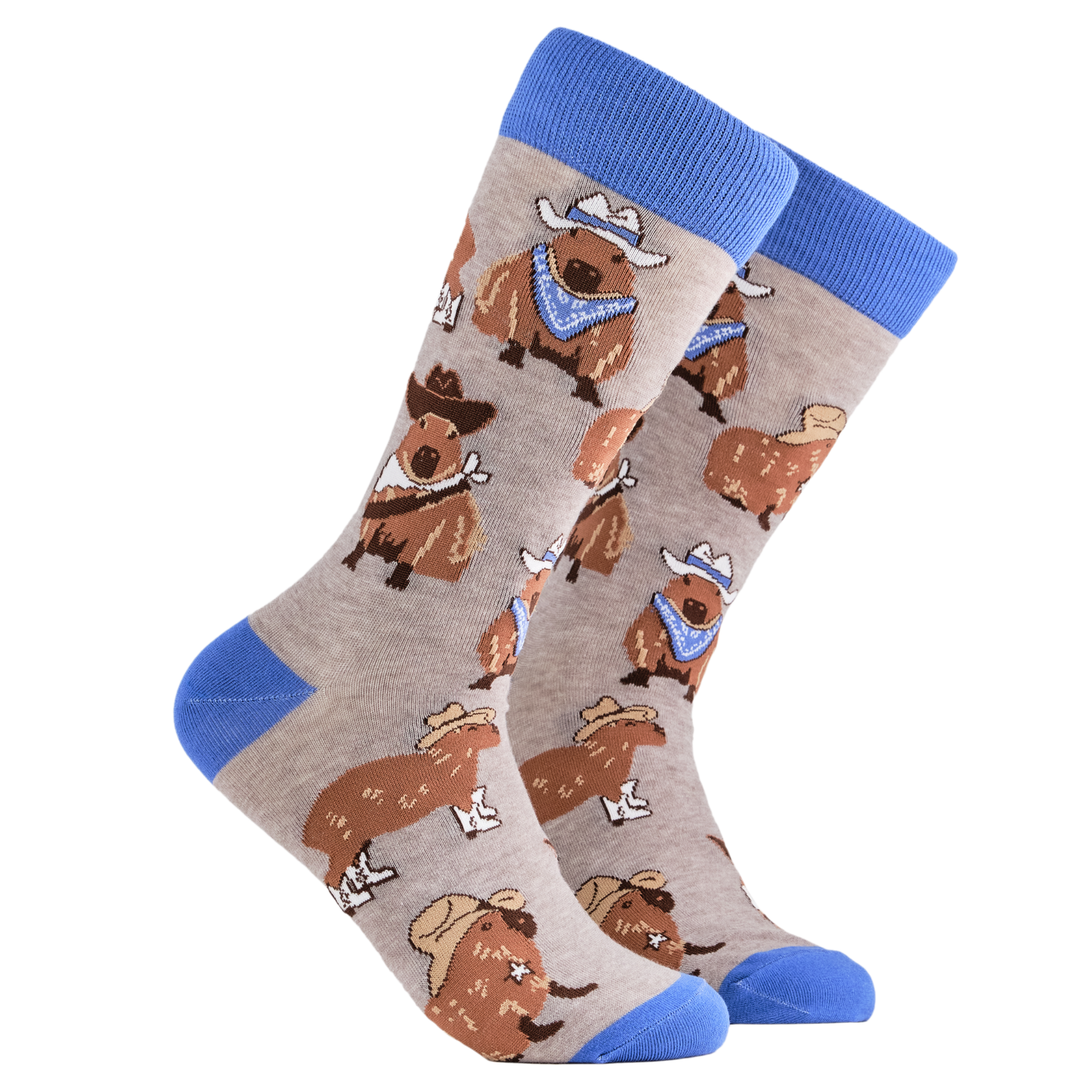 Grey Cowboy Capybara Crew Socks