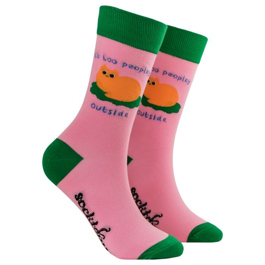 It's Too Peopley Outside Socks in Pink