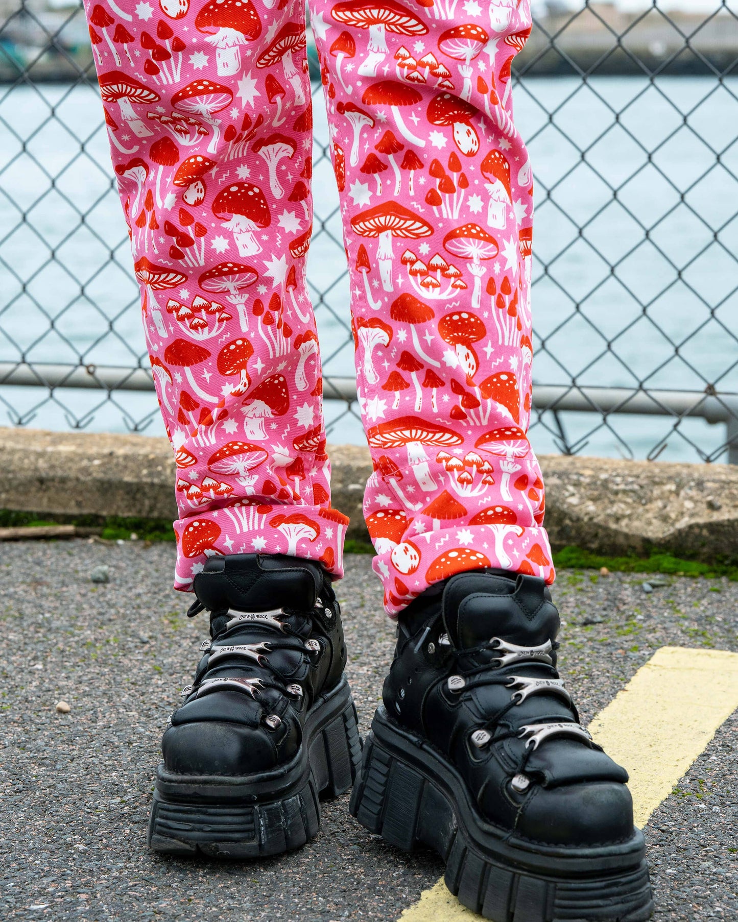 Mushrooms Stretch Dungarees by Rebel Romance x Stacey McEvoy-Caunt