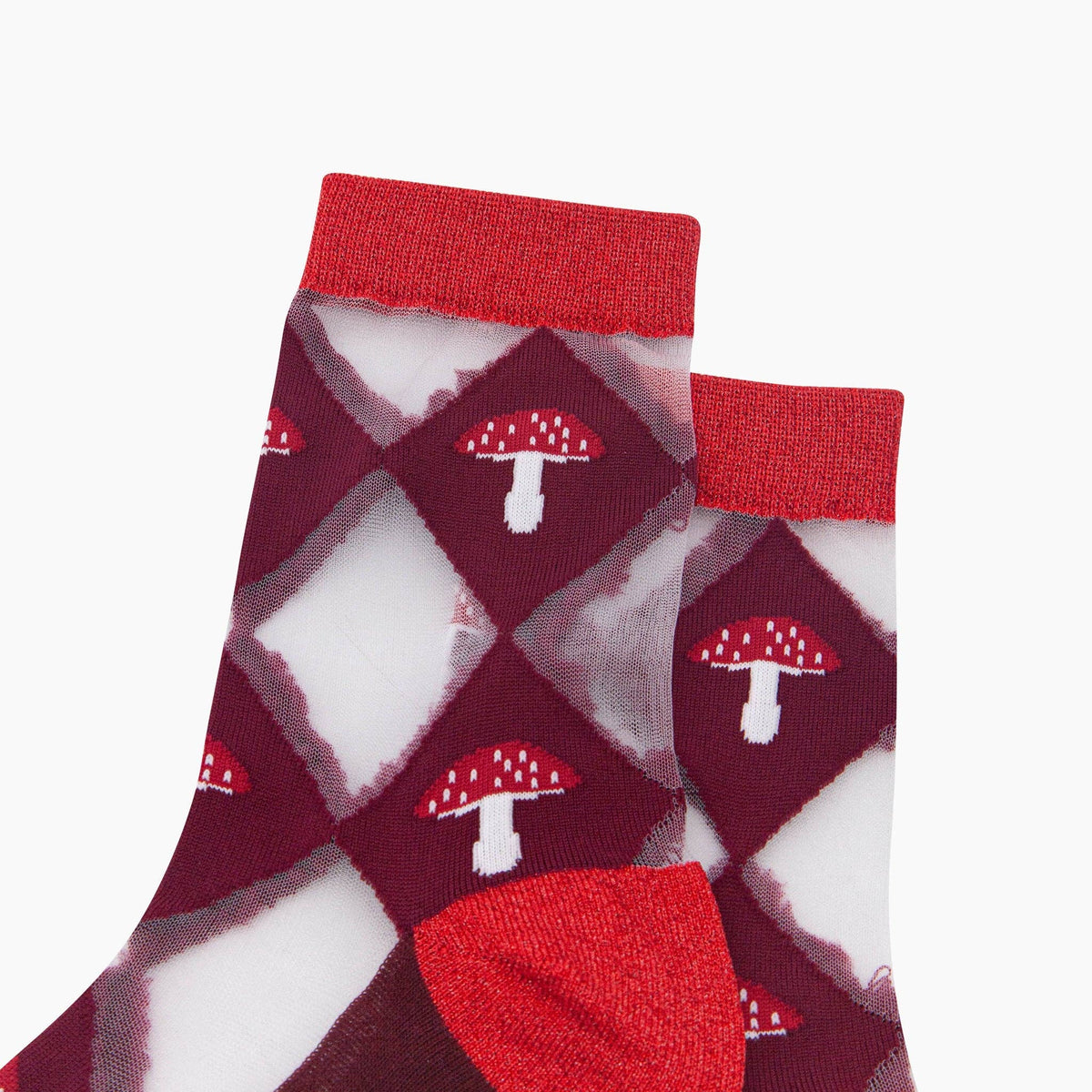 Toadstool Diamond Sheer Socks in Red/Burgundy