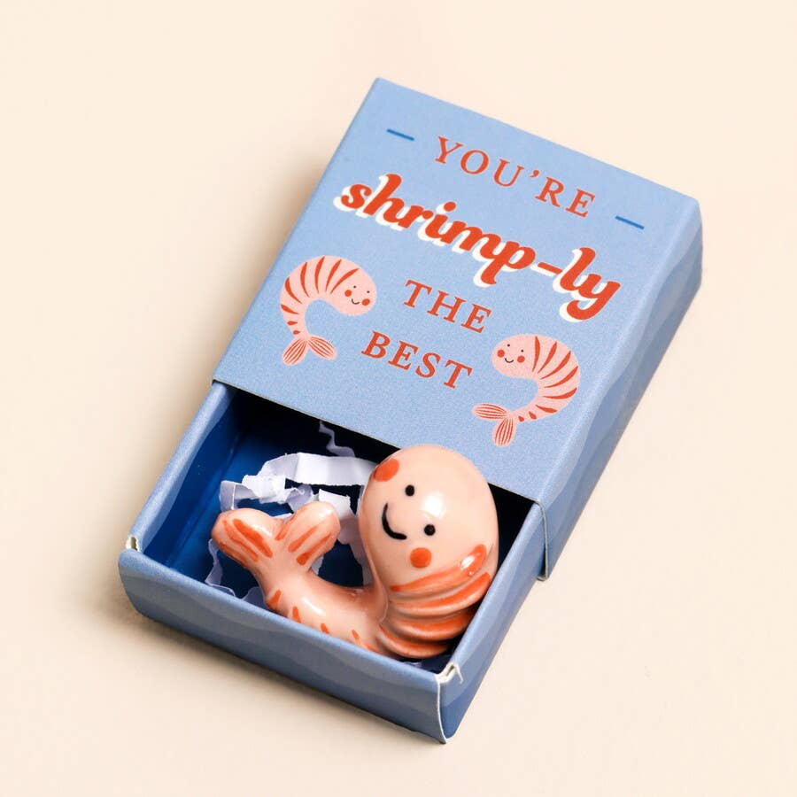 Tiny Matchbox Ceramic Tokens: Shrimp