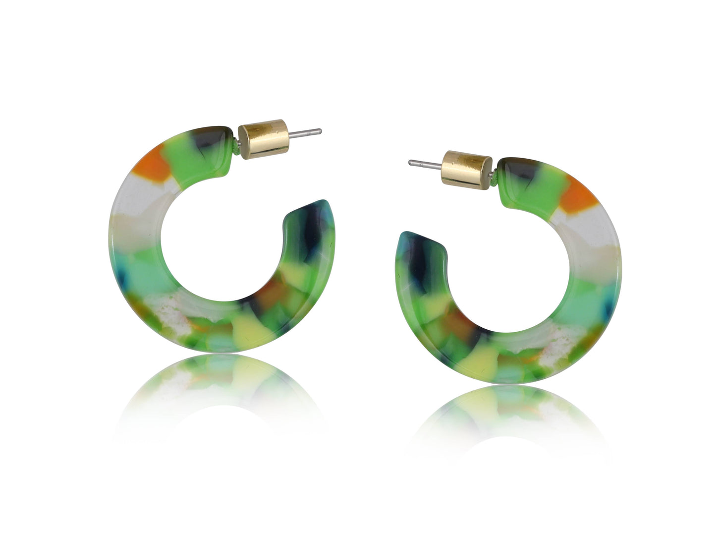 Erica Oval Hoop Earrings in Green