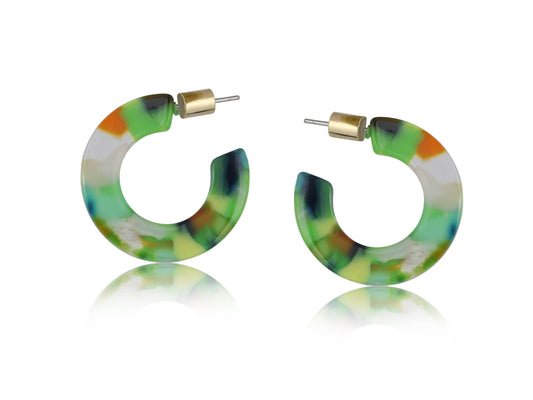 Erica Oval Hoop Earrings in Green