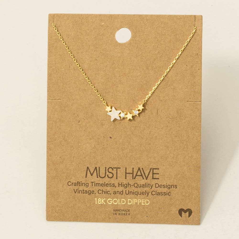 Dainty Multi Star Charm Necklace in Gold
