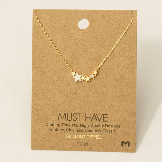 Dainty Multi Star Charm Necklace in Gold