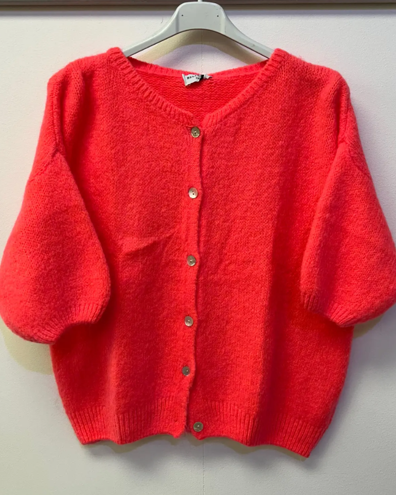 Alpaca Cropped Balloon Sleeved Cardigan Assorted