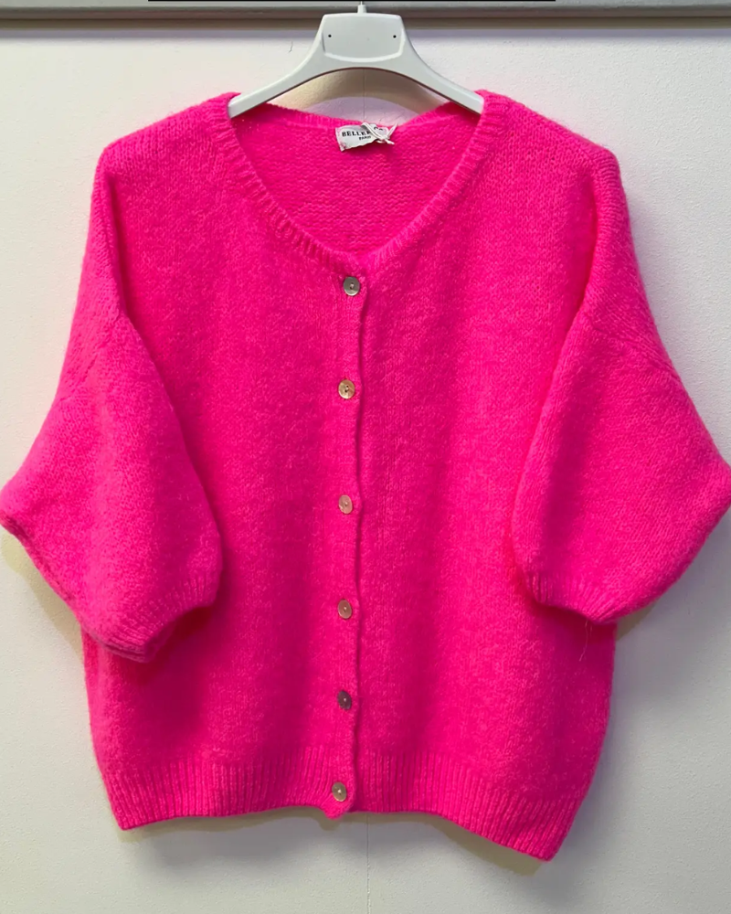 Alpaca Cropped Balloon Sleeved Cardigan Assorted