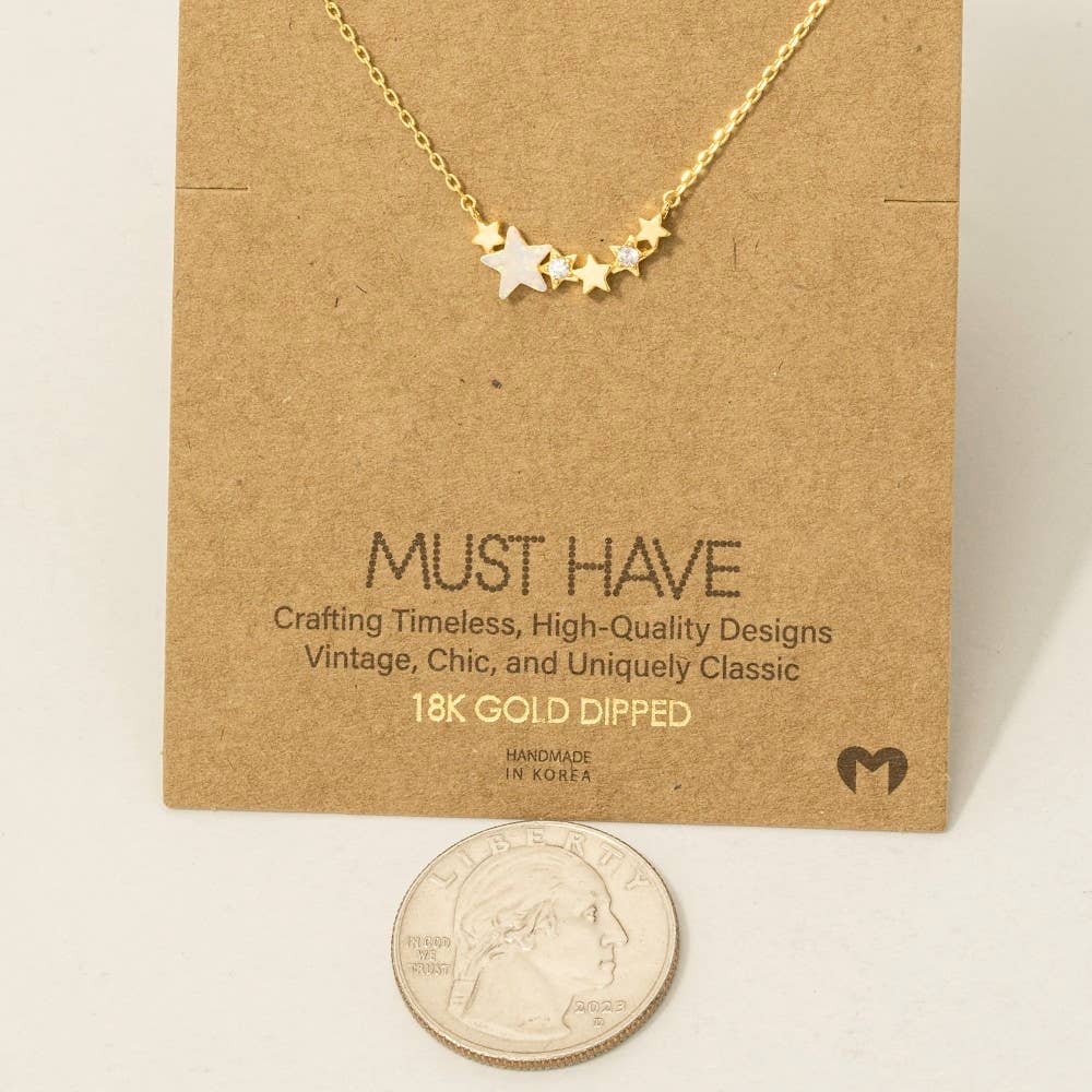 Dainty Multi Star Charm Necklace in Gold
