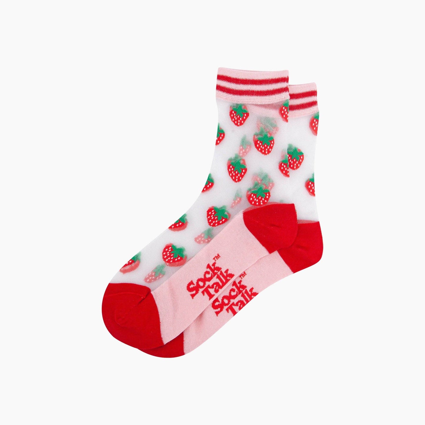 Strawberries Fruit Combed Cotton Sheer Pop Socks