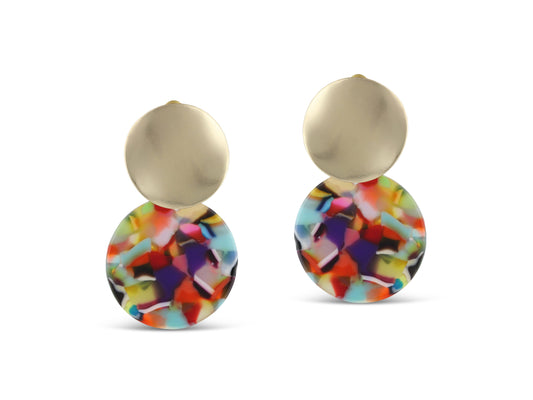 Sarah Two Tone Earrings in Red/ Orange/ Lilac