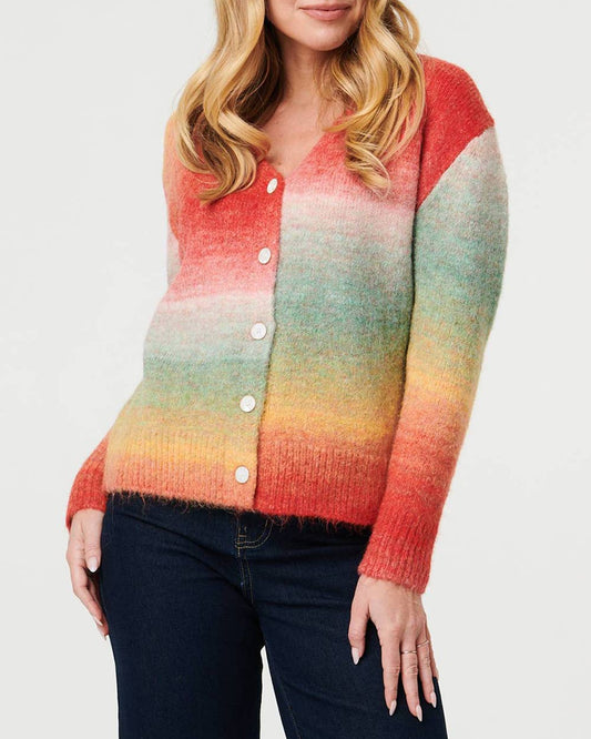 Ombre Print Drop Shoulder Cardigan