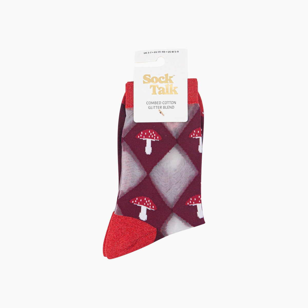 Toadstool Diamond Sheer Socks in Red/Burgundy