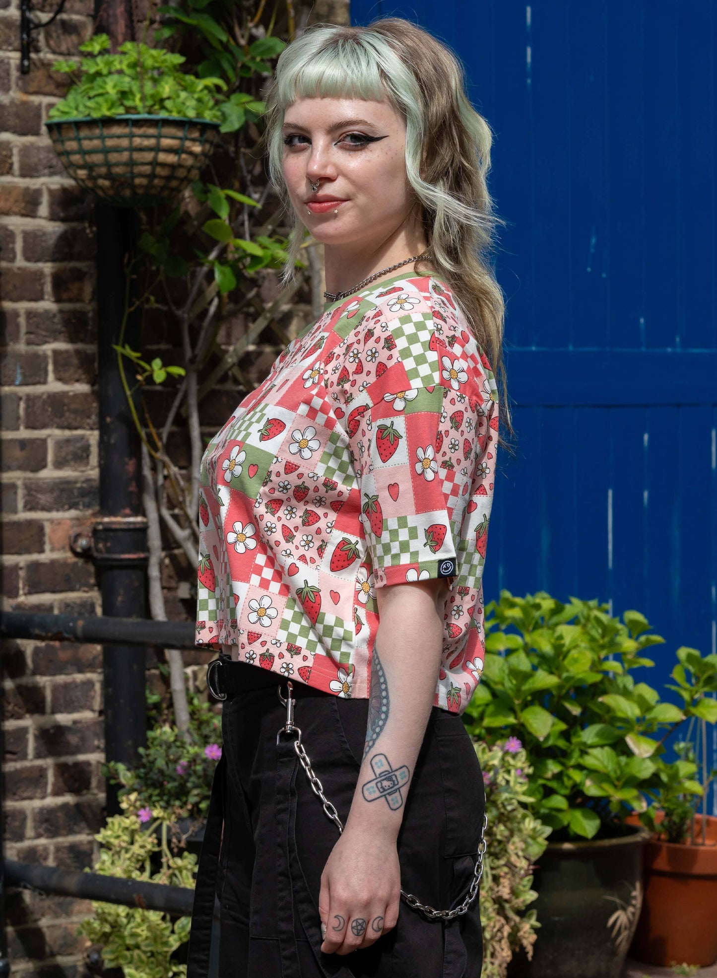 Strawberry Picnic Cropped Boxy Tee By Rebel Romance