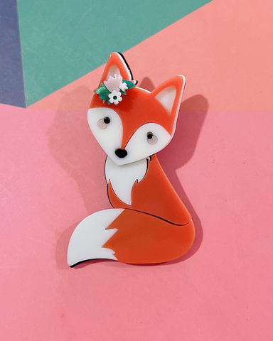 Acrylic Whimsical Fox Brooch