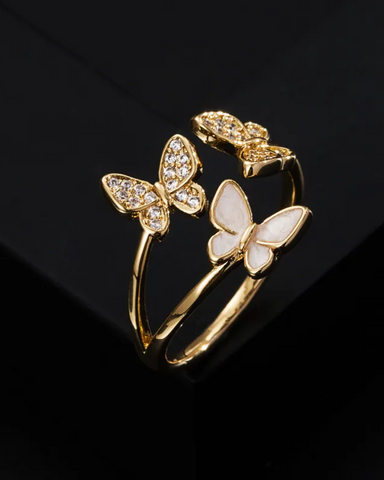 Gold Butterflies Adjustable Ring